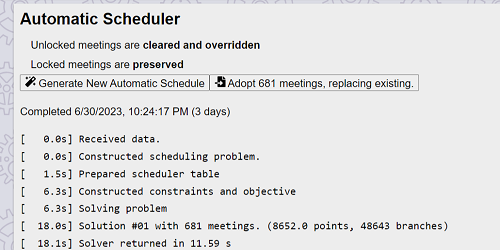 Automatic schedule generation
